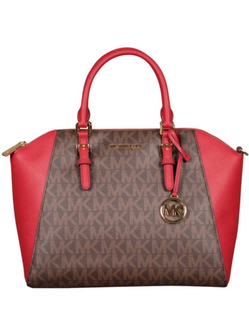 Michael Kors Large Ciara Top Zip Satchel in Flame